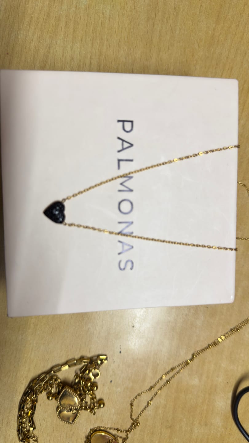 Customer photo review of Medium Black Heart Necklace