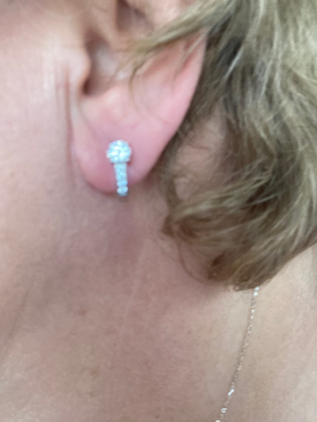 Customer photo review of Moissanite by Cate & Chloe Genesis 18k Gold Plated 925 Sterling Silver Stud Earrings 1.12tcw
