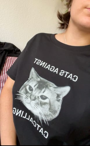 Customer photo review of "Cats against Catcalling" Premium Organic Shirt