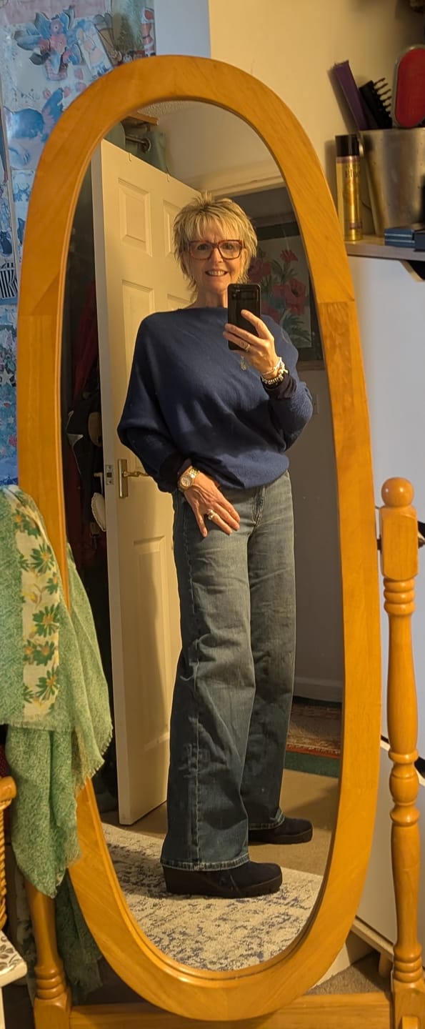 Customer photo review of Asymmetric Slouch Italian Soft Knit