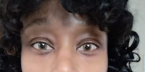 Customer photo review of Hidrocor AVELA Brown Prescription Colored Contact Lenses