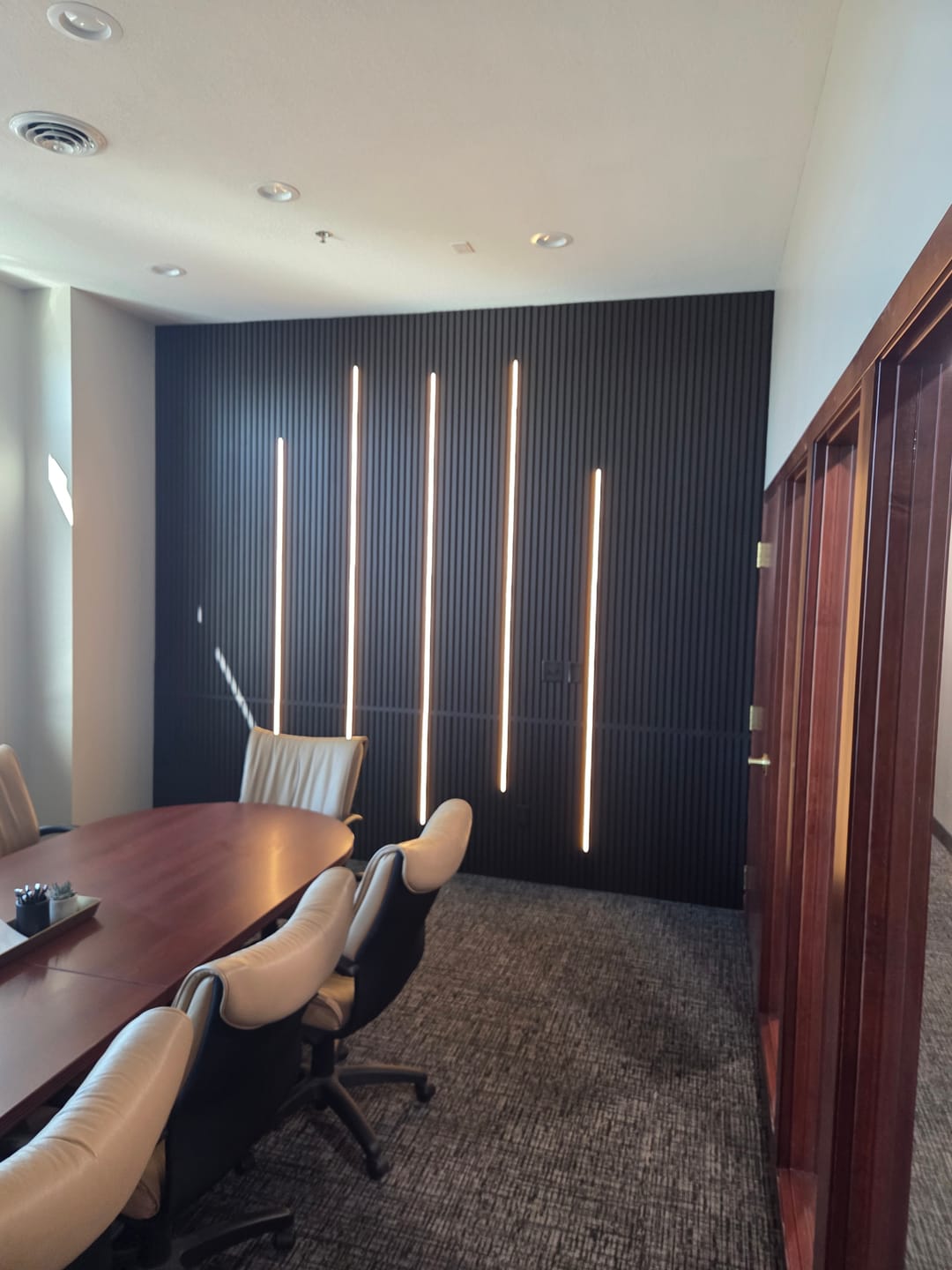 Customer photo review of Luxury Black Oak Acoustic Slat Panels 108.2" Length