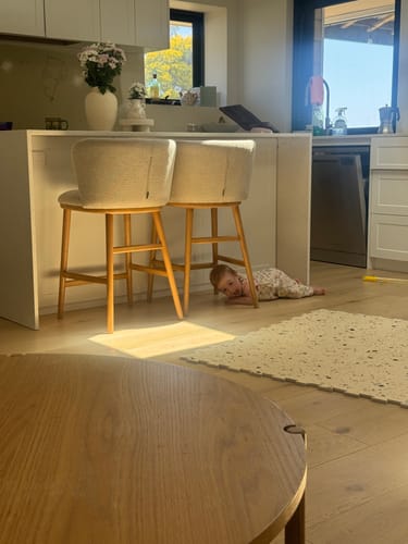 Customer photo review of Harper 65cm Fabric Kitchen Bar Stool in Natural/Beige