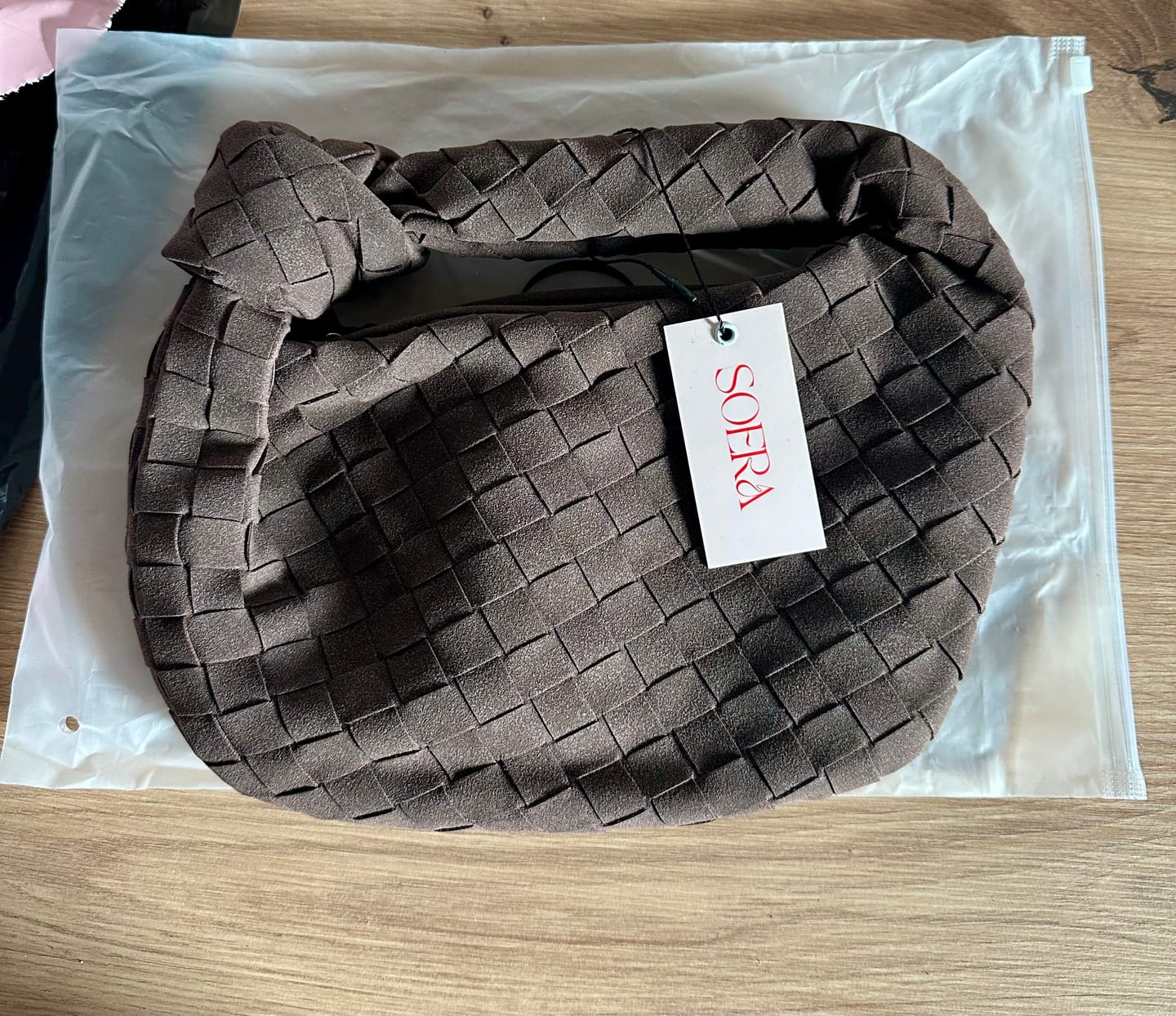 Customer photo review of Woven Bag Mini Suede
