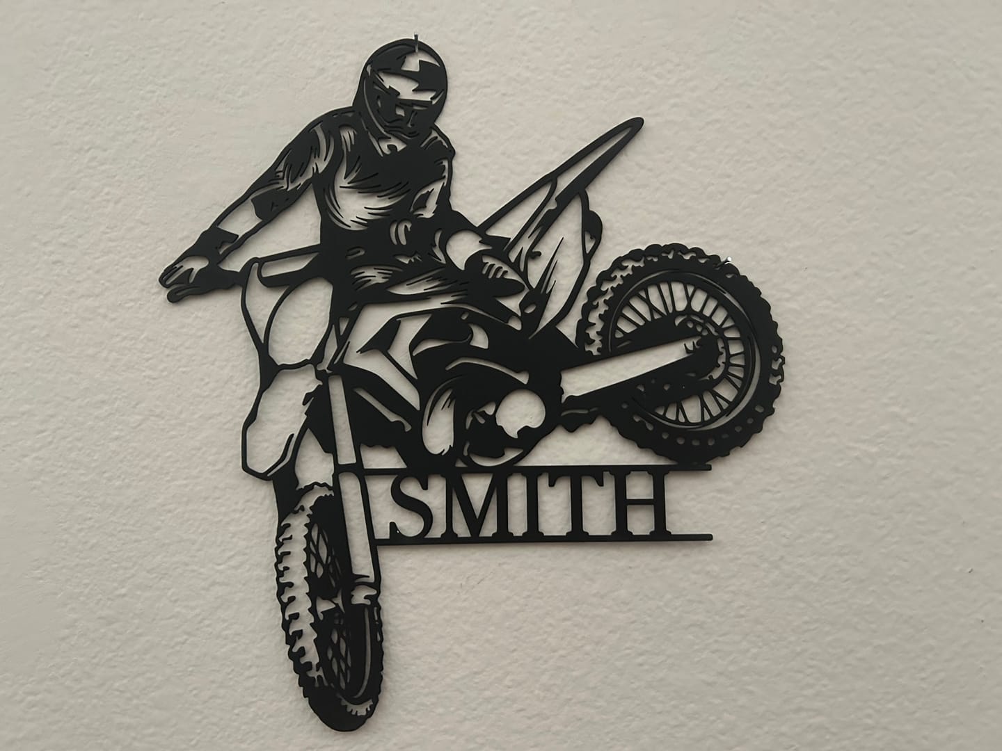 Customer photo review of Custom Dirt Biker Metal Wall Decor