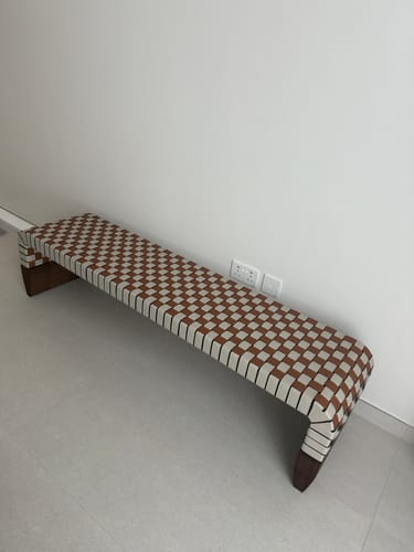 Customer photo review of Hanzo Solid Wood & Saddle Leather Bench - JK-A176