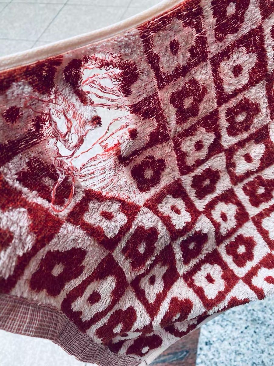 Customer photo review of Floral Checkered Towel Collection