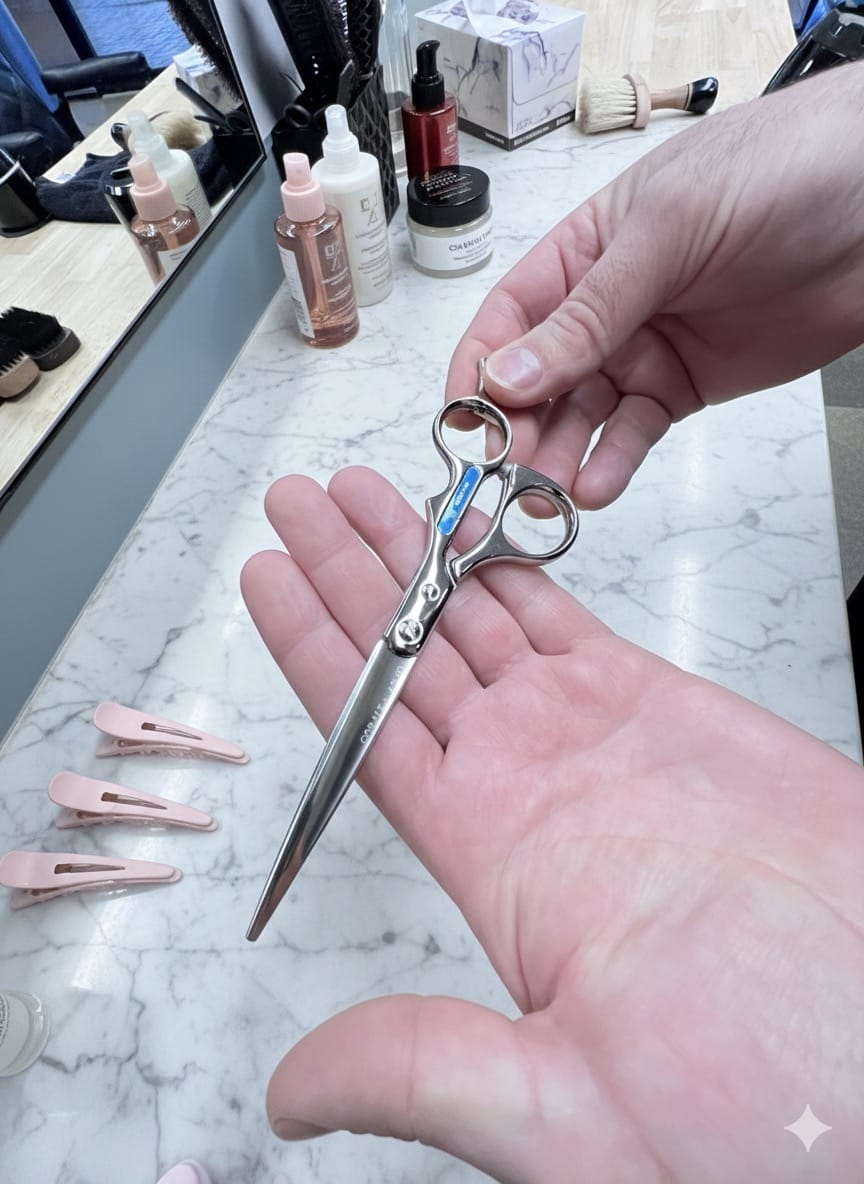 Customer photo review of Juntetsu Aero-Pro Cobalt Haircutting Shear