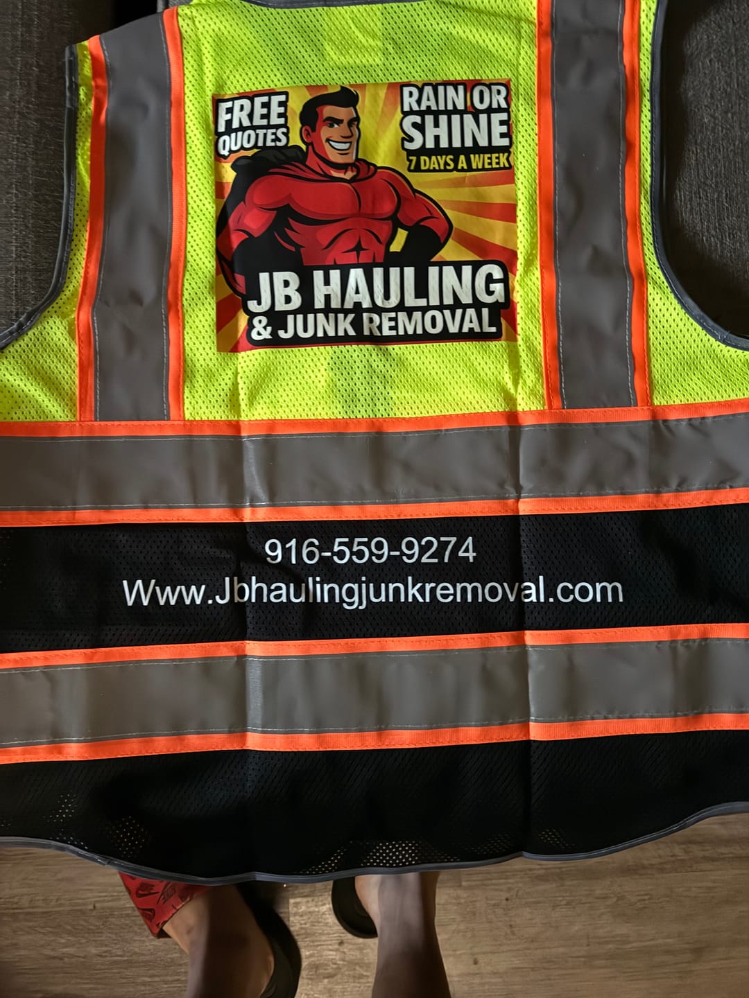 Customer photo review of Custom Logo Mesh Safety Vest Class2 High Visibility Reflective Vest Breathable Construction Vest