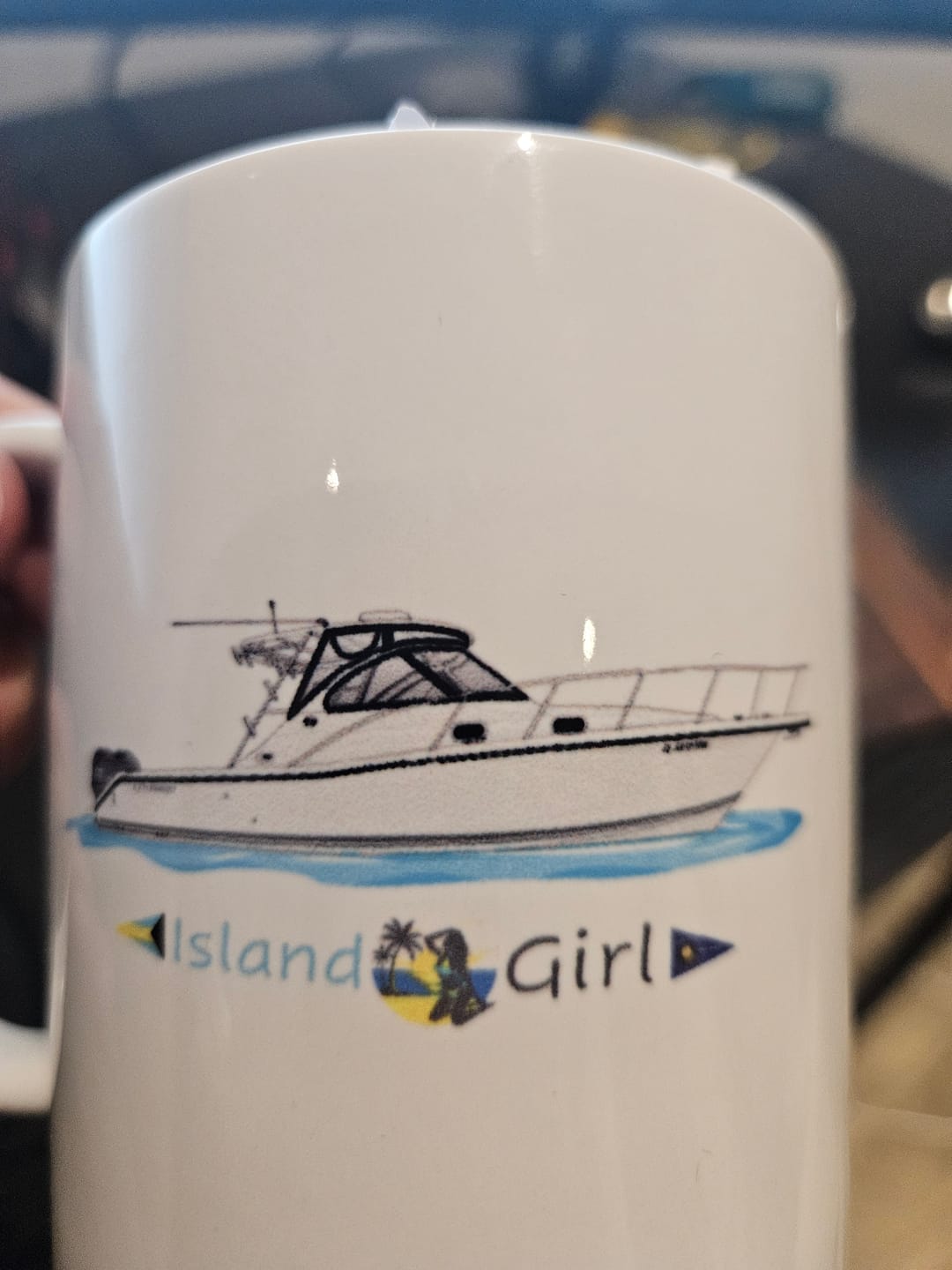 Customer photo review of Custom Boat Mugs