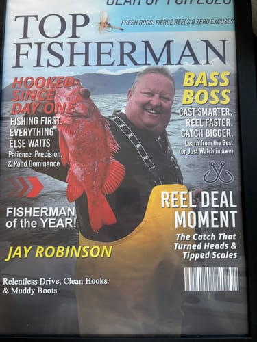Customer photo review of Custom Fishing Magazine Cover, Personalized Fishing Gifts for Men, Fly Fishing Gifts for Him, Fishing Dad Gift, Angler Funny Fisherman Gift