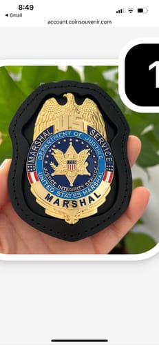 Customer photo review of US Marshal Service Eagle Badge Solid Copper Replica Movie Props