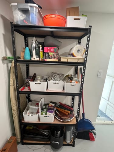 Customer photo review of REIBII 35.5“W Garage Storage Rack, 5-Shelf Adjustable Storage Shelves, 2020lbs Metal Shelving for Pantry Kichen Closet