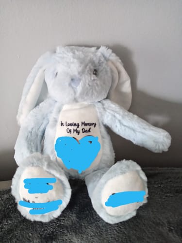 Customer photo review of A Cuddle from Heaven Personalised Photo Teddy Bear