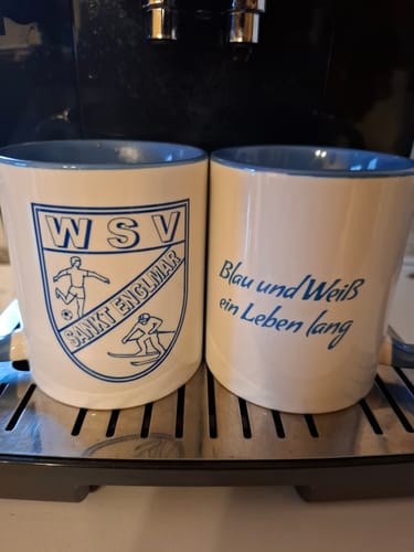 Customer photo review of TassenExpress - Becher Keramik Tasse mit Logo bedruckt 325ml Firmenlogo