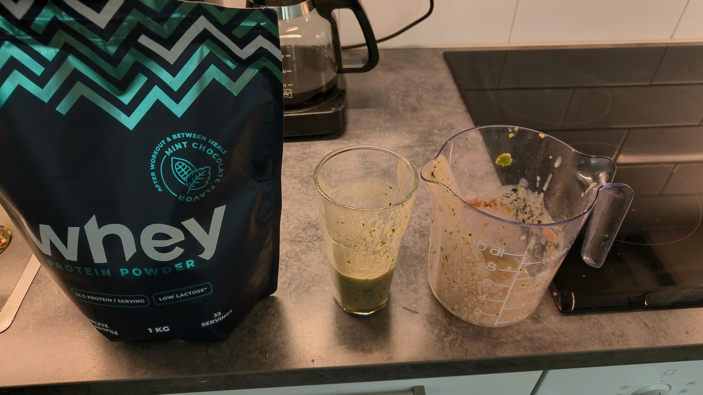 Customer photo review of WHEY PROTEIN Mint chocolate 1 kg LACTOSE FREE