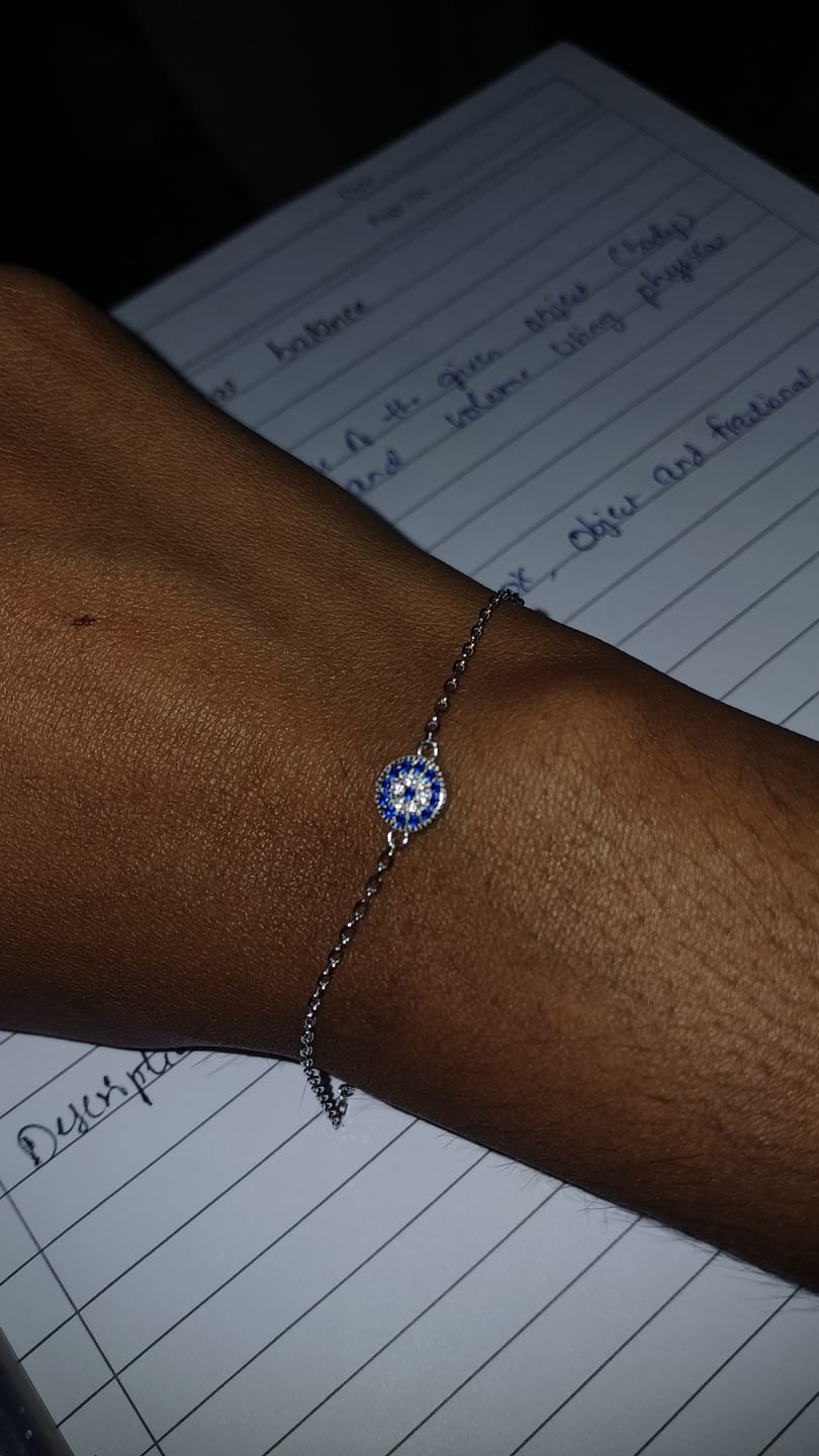 Customer photo review of Silver Evil Eye Bracelet