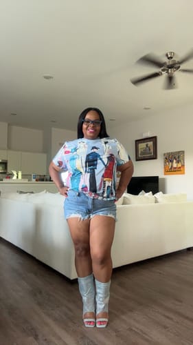 Customer photo review of DESARAY-DENIM CUFFED WEDGE SANDAL