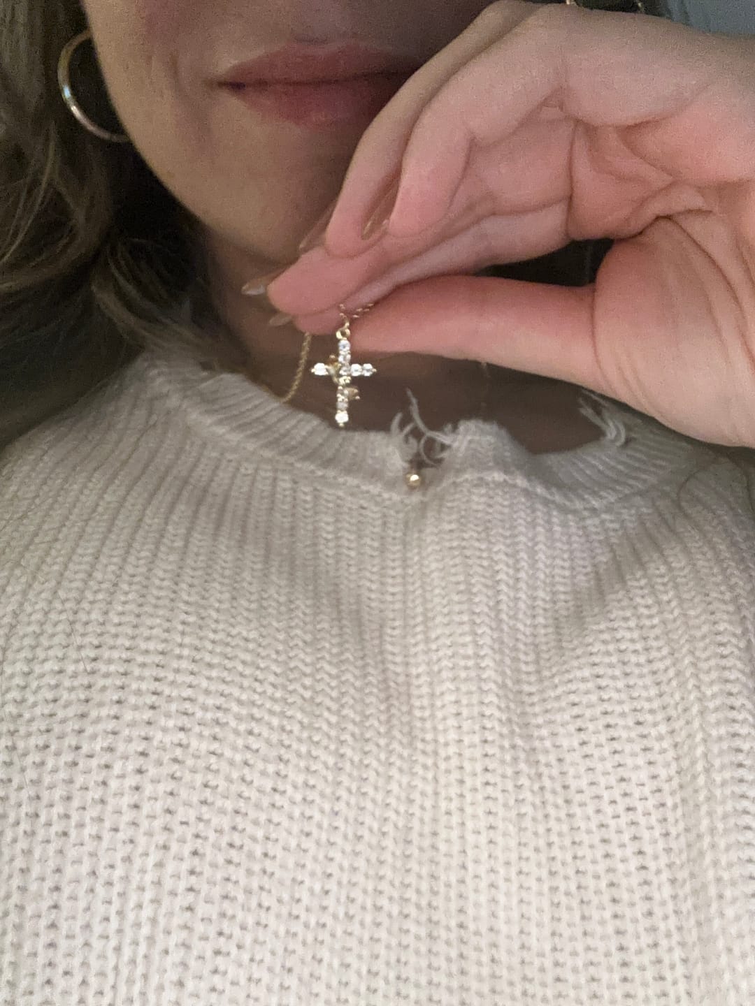 Customer photo review of FREE Today: Modern Crowned in Faith Cross Necklace, Earrings