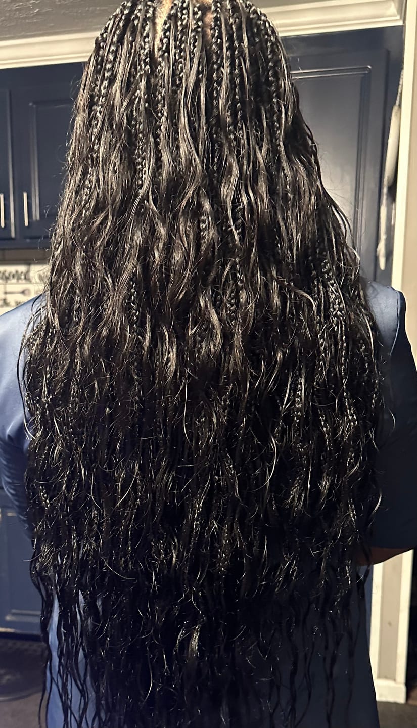 Customer photo review of Double Drawn Burmese Loose Wave Human Braiding Hair