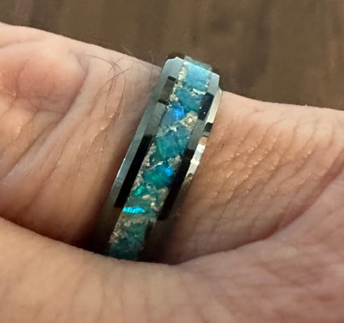 Customer photo review of Titanium Carbide Ring with Cremation Ashes