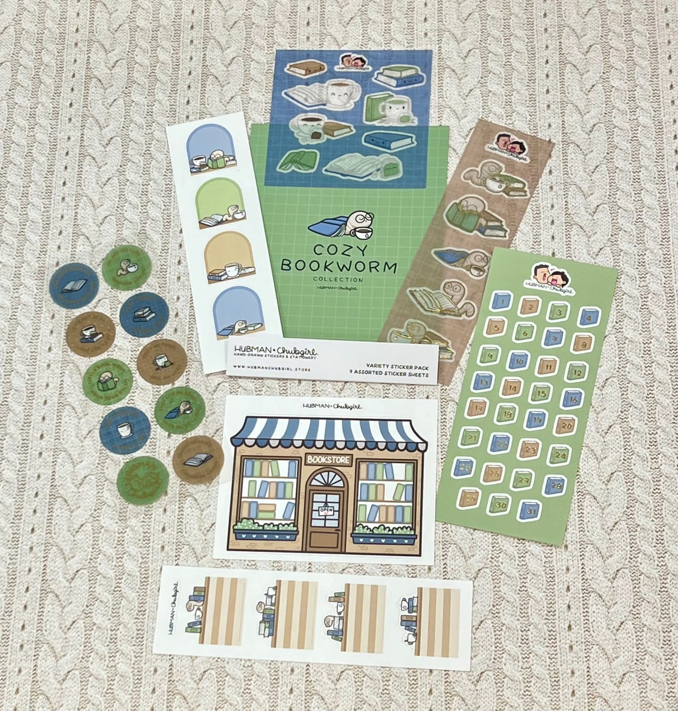 Customer photo review of Cozy Bookworm Variety Sticker Pack