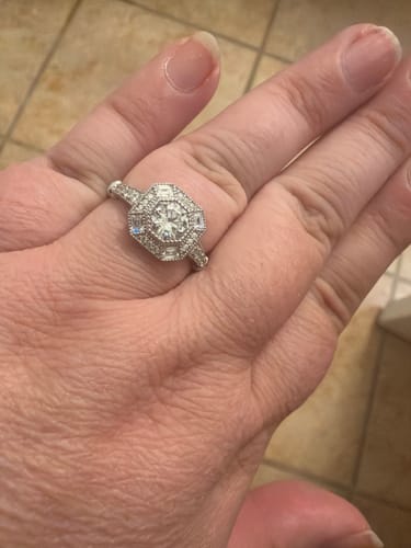 Customer photo review of Halo Art Deco Milgrain Octagon Sun Cut CZ Ring in Sterling Silver