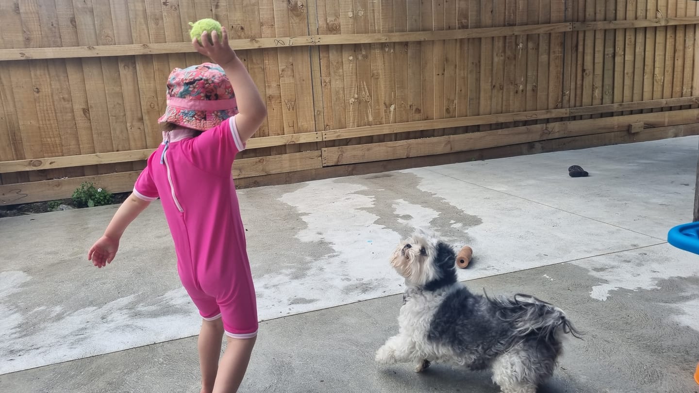 Customer photo review of Girls Fullsuit Short Sleeve UPF 50+ Pink Swimsuit
