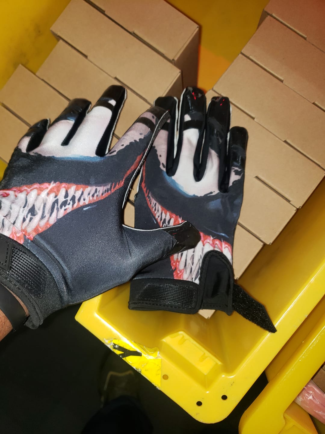 Customer photo review of Phenom Elite Villain Football Gloves - VPS3