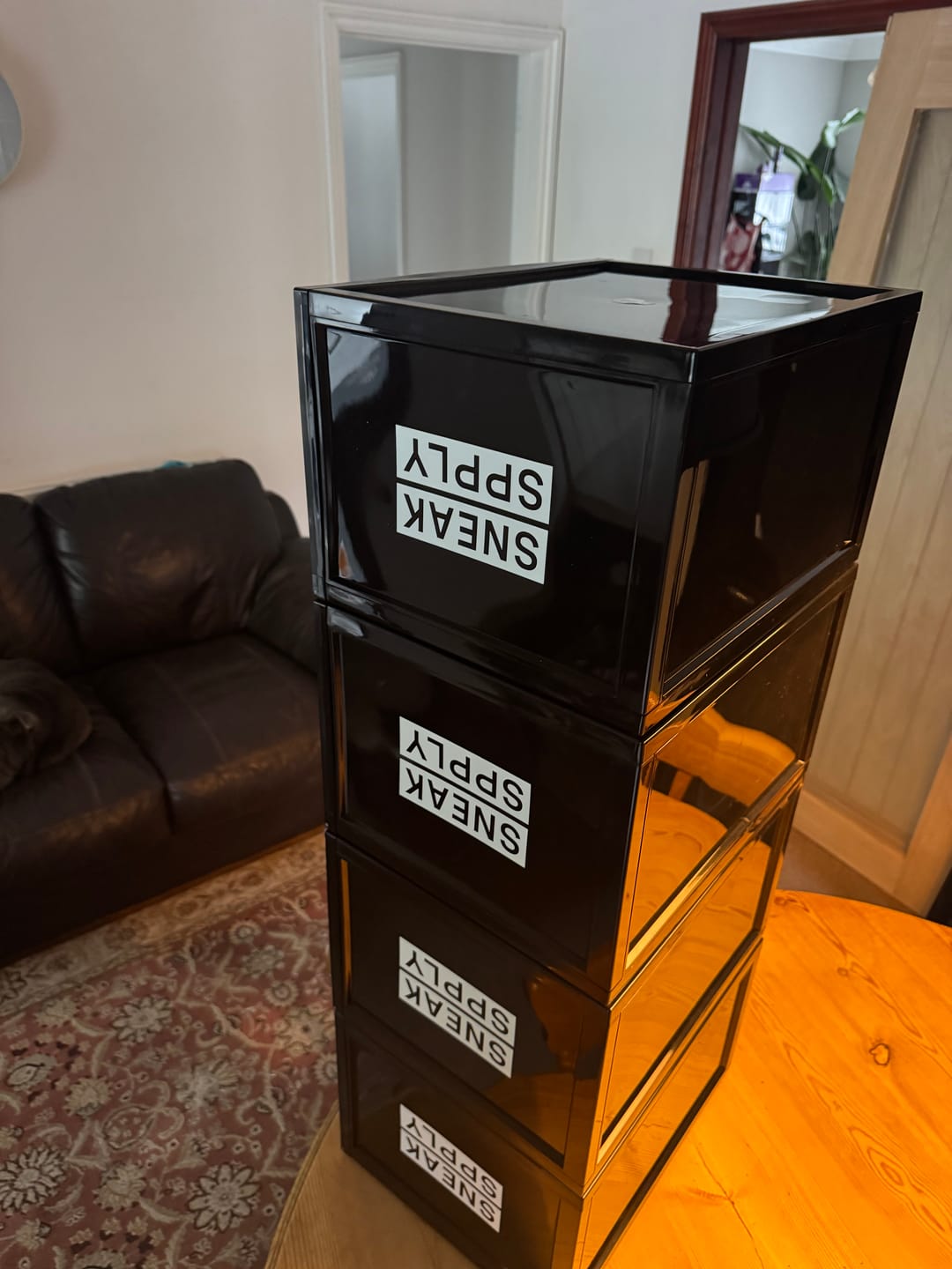 Customer photo review of STACK V1 Sneaker Display Crates - Black (2 Pack)