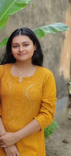 Customer photo review of Naida Mustard Rayon mukaish Long Kurta