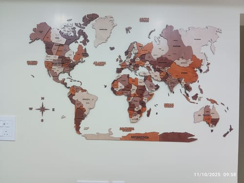 Customer photo review of 3D Wooden World Map Multicolor