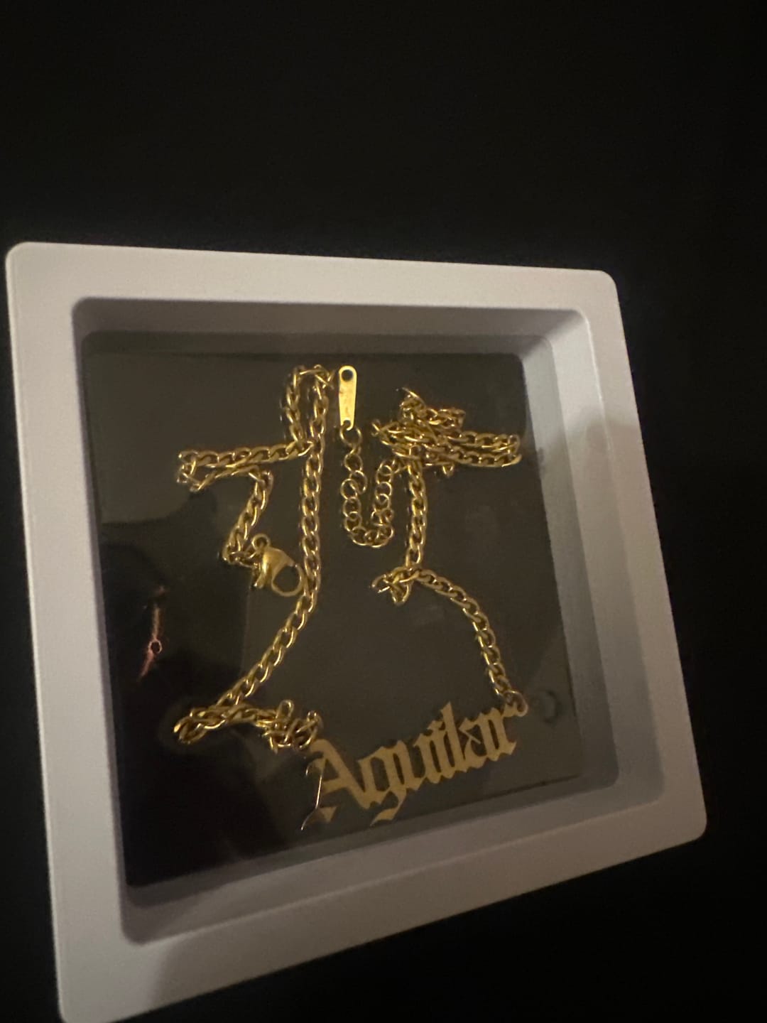 Customer photo review of Kids Gothic Name Necklace w/ Cuban Chain