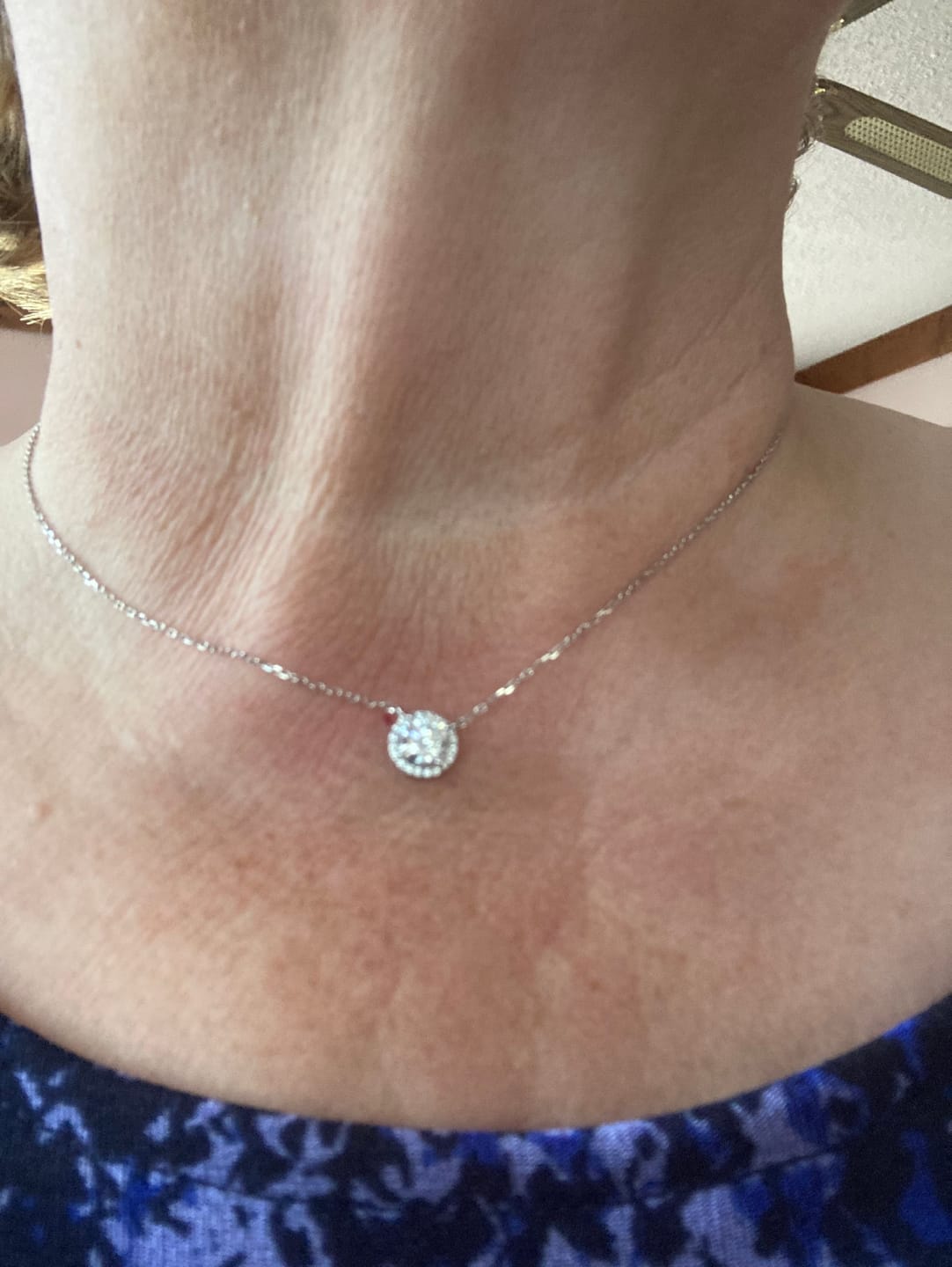 Customer photo review of Moissanite by Cate & Chloe Sutton 18k Gold Plated 925 Sterling Silver Necklace 1.1tcw