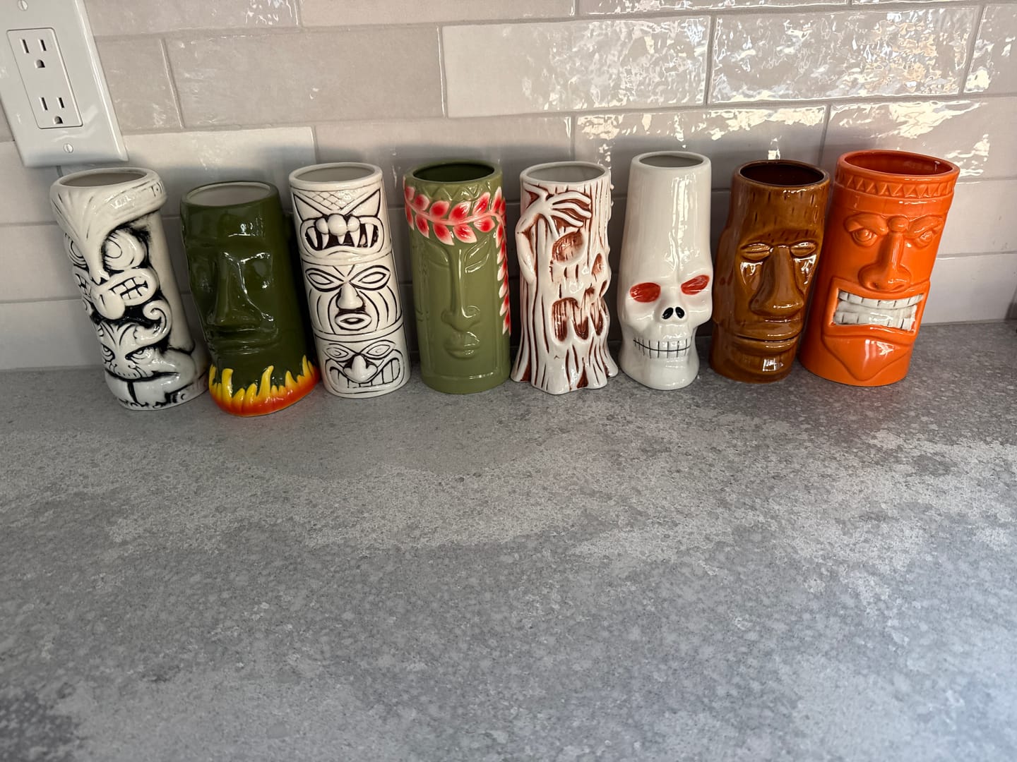 Customer photo review of Ceramic Tiki Mugs, Set of 8 - 18-23.5oz - Perfect for Exotic Cocktails, Iced Tea, Soda, Mai Tai, Long Island