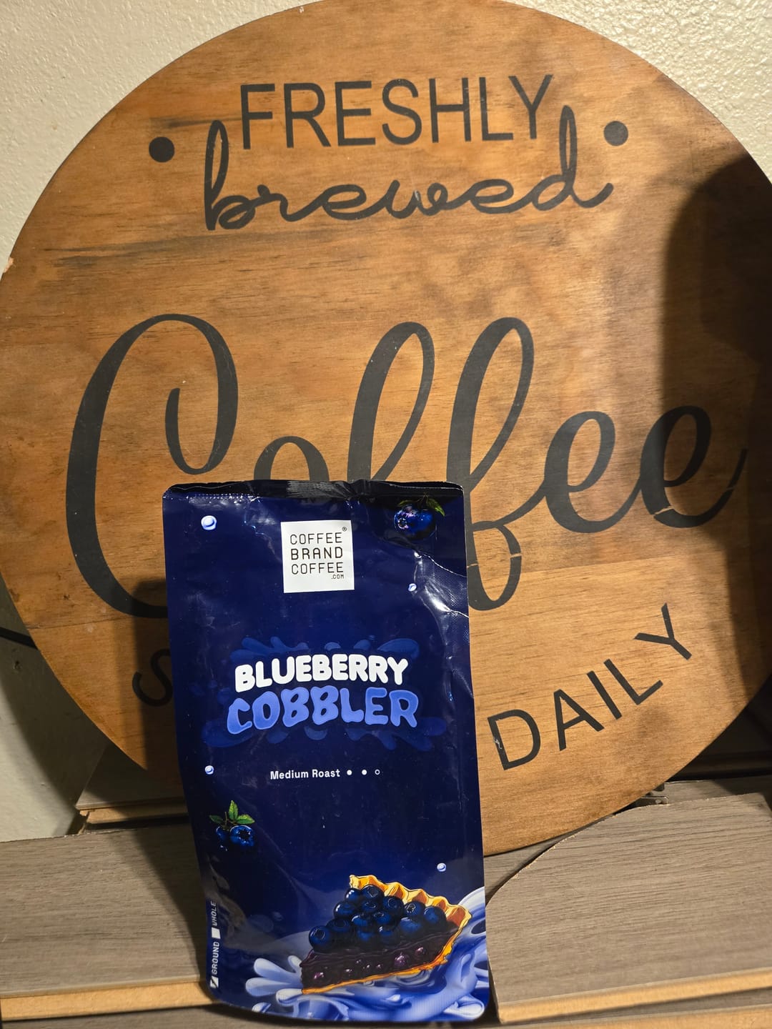 Customer photo review of Blueberry Cobbler Flavored Coffee