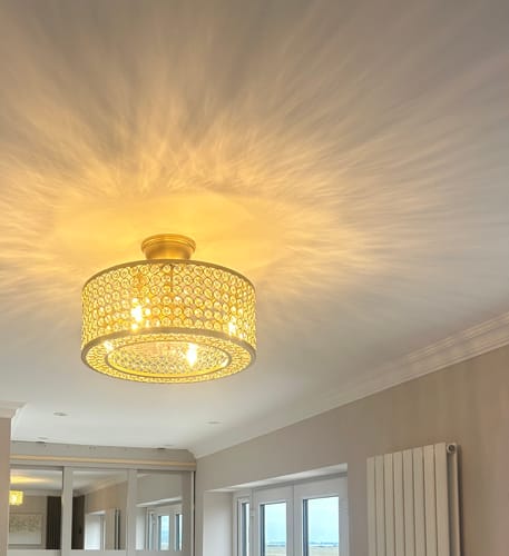 Customer photo review of Blade Crystal Ceiling Fan with Remote Semi Flush Mount