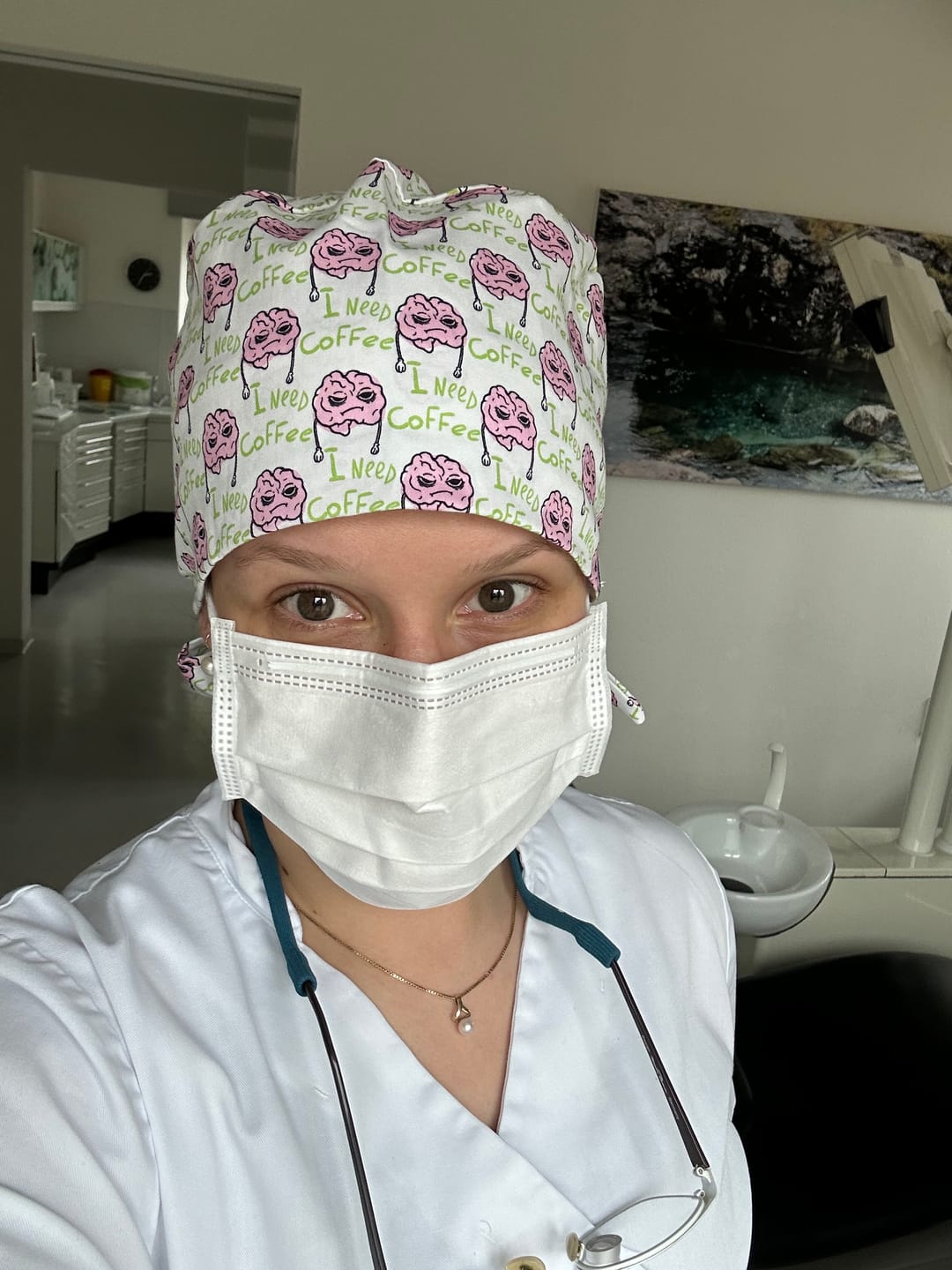 Customer photo review of OP Haube I need Coffee - Bandana