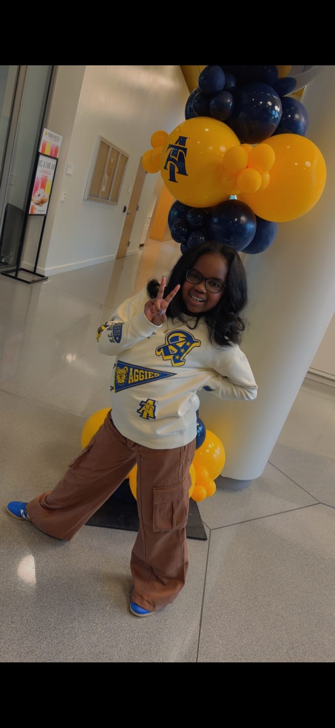 Customer photo review of PREORDER: YOUTH Embroidered NCAT Aggie LOGO-Land Unisex Sponge Cotton HBCU Family Sweatshirt