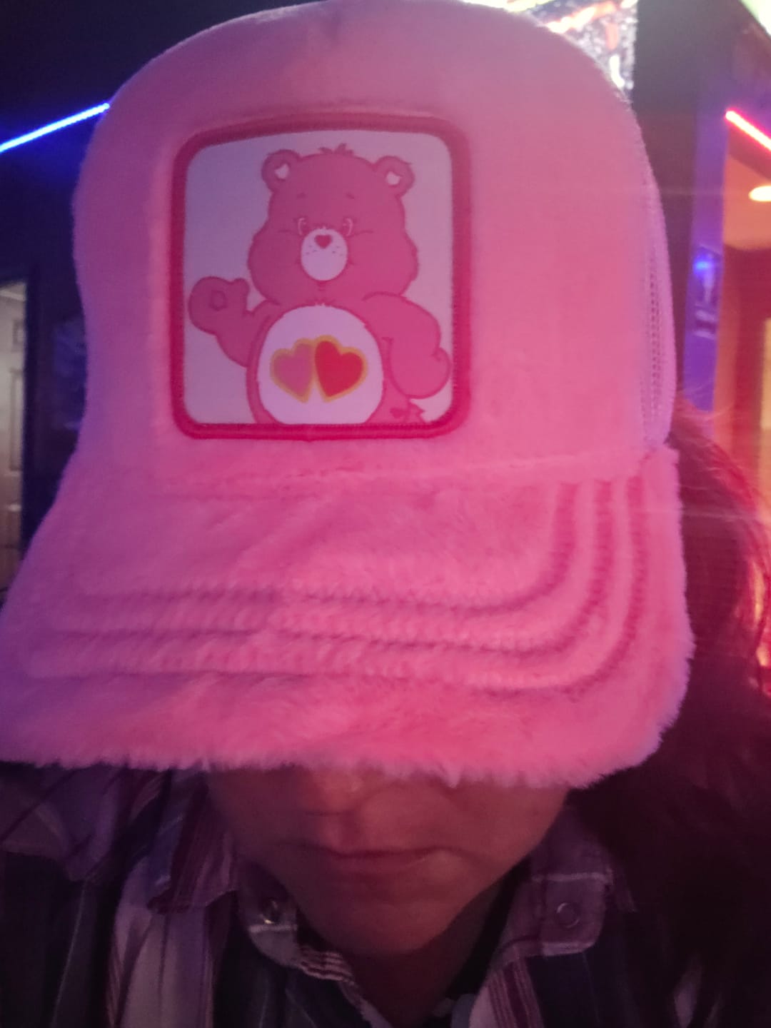 Customer photo review of OVERLORD X Care Bears:  Love-A-Lot Bear Trucker Cap