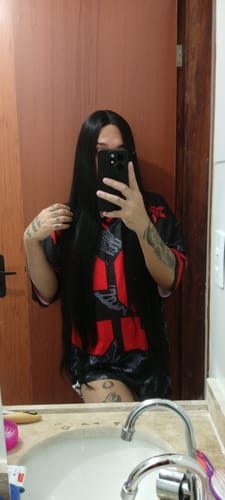 Customer photo review of Lace Front Britany Preta Lisa 110cm