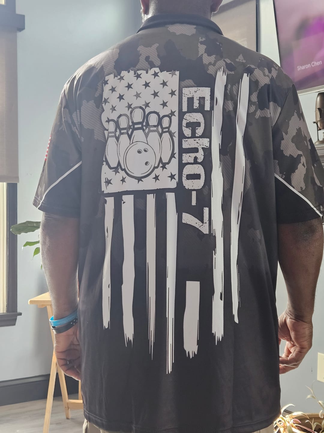 Customer photo review of Black green camo Men's bowling Quarter Zip shirts Custom American flag patriotic bowling team jerseys NQS6263