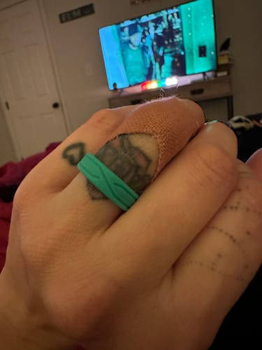 Customer photo review of Silicone Rings for Women & Men - Two-tone Collection