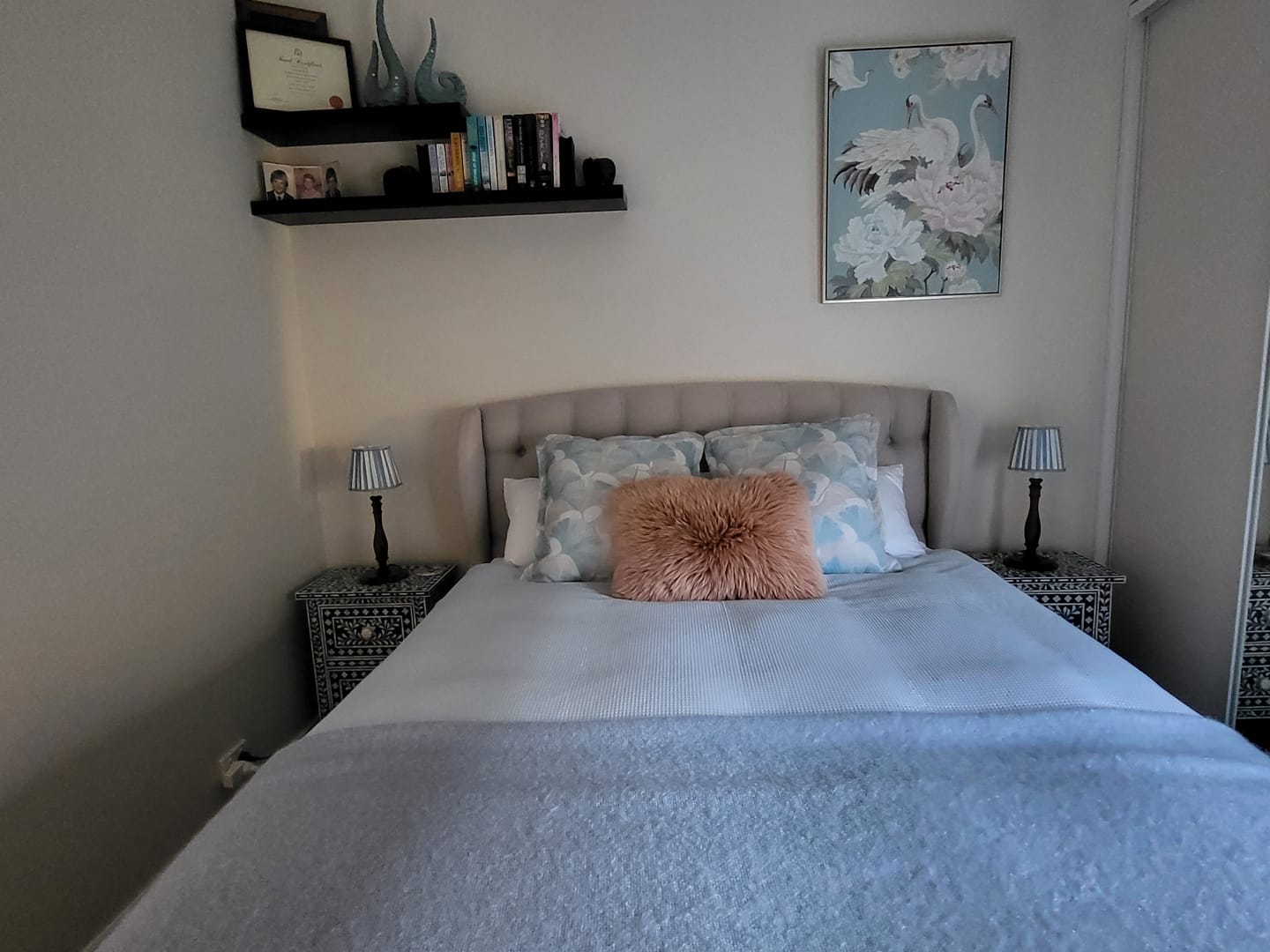 Customer photo review of Blue Stripe Scallop Lamp Shade