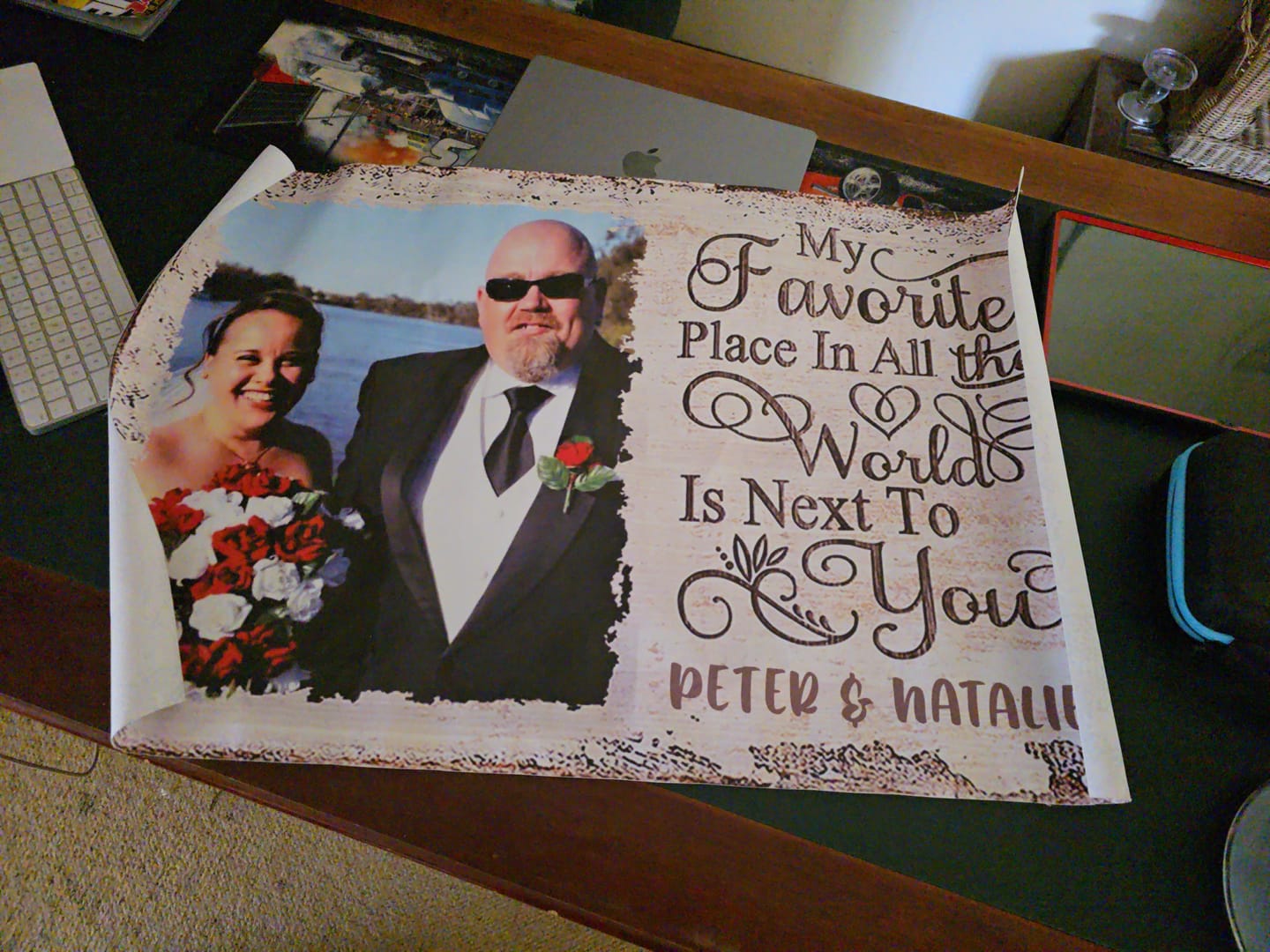 Customer photo review of Next To You Is One Of My Favorite Places To Be - Upload Image - Personalized Horizontal Poster