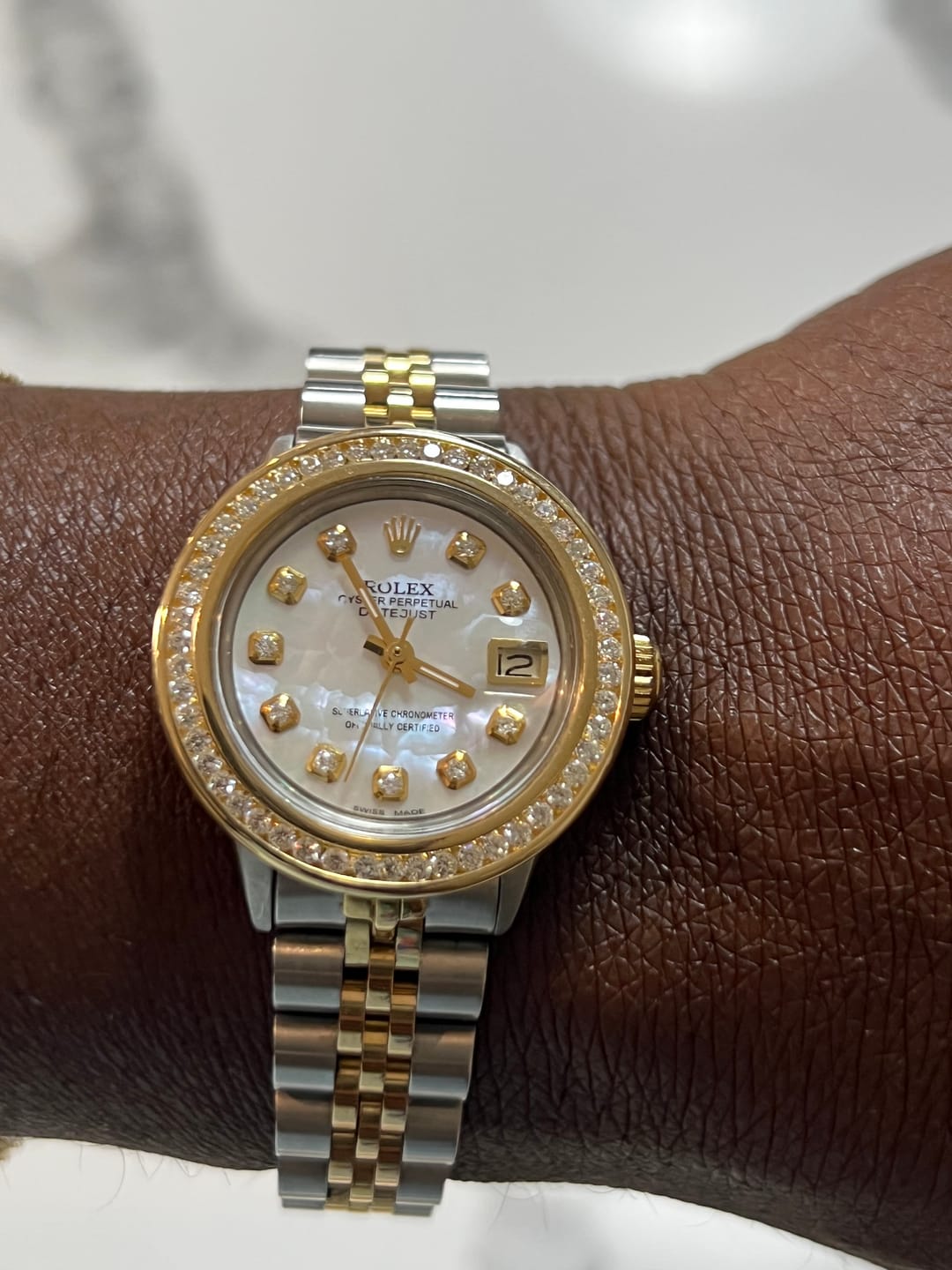 Customer photo review of Ss Gold Rolex Ladies Datejust Watch Diamond Dial Channel Set Bezel