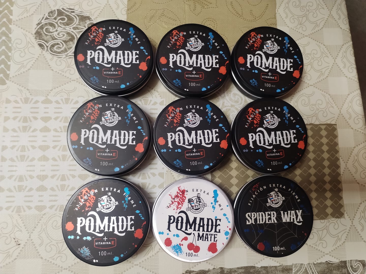Customer photo review of Soy Barber - 3 Pack pomade, pomade mate y spider wax.