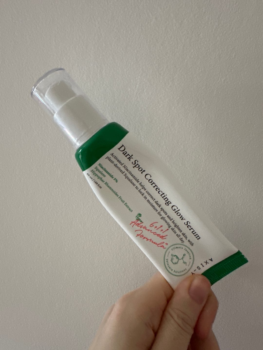 Customer photo review of Serums tumšo plankumu korekcijai AXIS-Y Dark Spot Correcting Glow Serum