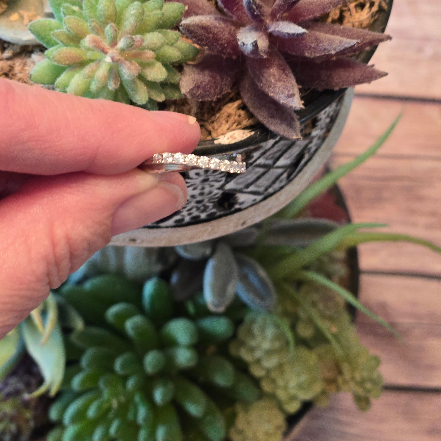 Customer photo review of Moissanite by Cate & Chloe Emerson 0.36tcw Round Cut 925 Sterling Silver 18k White Gold Plated Wedding Band