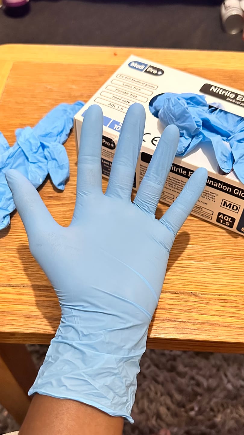 Customer photo review of Blue Nitrile Gloves Medical Grade Cat III PPE Small x 100